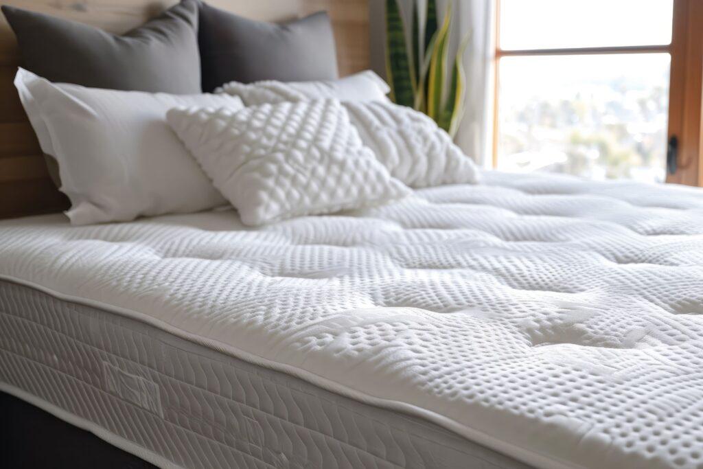 Detail des Matratzenschutzes im Bett