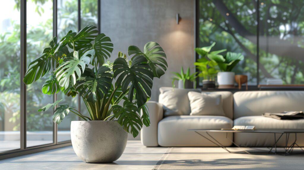 Monstera Deliciosa in einem modernen Wohnzimmer