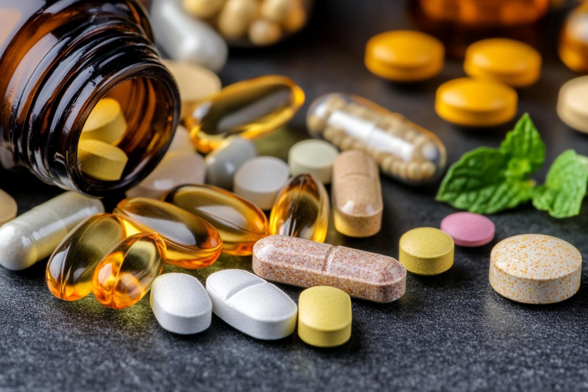 Bunte Kapseln und Tabletten | Curcuma Kapseln
